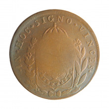 Moeda C-627 80 Réis 1828 R BC/MBC c/ Carimbo Geral de 40 Cobre Ø40mm 28,68gr.