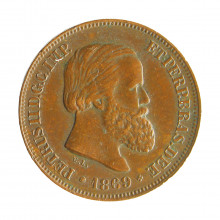 Moeda B-785 10 Réis 1869 MBC/SOB c/ Ponto no S Bronze Ø20mm 3,5gr.