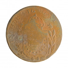 Moeda C-627 80 Réis 1828 R UTG c/ Carimbo Geral de 40 Cobre Ø40mm 28,68gr.