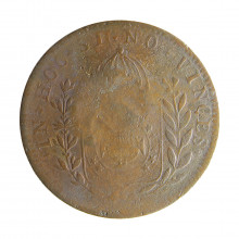 Moeda C-594 20 Réis 1830 R BC/MBC c/ Carimbo Geral 10 Cobre Ø30mm 7,17gr.