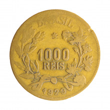 Moeda V-132 1000 Réis 1929 BC/MBC Data Escassa Bronze Alumínio Ø27mm 8gr.