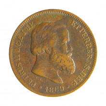 Moeda B-785 10 Réis 1869 MBC+ c/ Ponto no S Bronze Ø20mm 3,5gr.