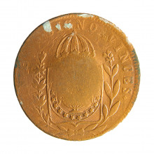 Moeda C-755 80 Réis 1832 R BC c/ Carimbo Geral de 40 Cobre Ø40mm 28,68gr.