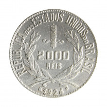 Moeda P-710 2000 Réis 1924 MBC+ Prata 0.500 Ø26mm 8gr. 