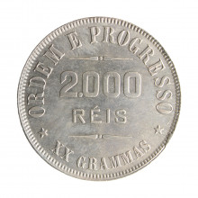 Moeda P-696 2000 Réis 1907 MBC+ Prata 0.900 Ø33mm 20gr.