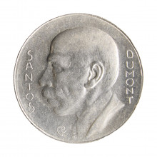 Moeda P-722 5000 Réis 1937 MBC/SOB Santos Dumont Prata 0.600 Ø27.5mm 10gr.