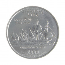 Moeda KM#309 Quarter Dollar Estado Virginia 2000 D FC USA América Cupro-Níquel Ø24,26mm 5,67gr.