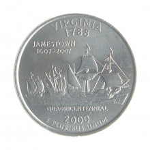 Moeda KM#309 Quarter Dollar Estado Virginia 2000 P FC USA América Cupro-Níquel Ø24,26mm 5,67gr.