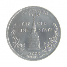 Moeda KM#306 Quarter Dollar Estado Maryland 2000 P FC USA América Cupro-Níquel Ø24,26mm 5,67gr.