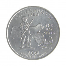Moeda KM#305 Quarter Dollar Estado Massachusetts 2000 P FC USA América Cupro-Níquel Ø24,26mm 5,67gr.