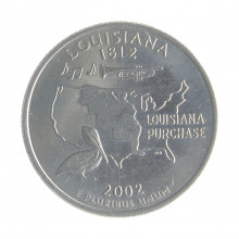 Moeda KM#333 Quarter Dollar Estado Louisiana 2002 D FC USA América Cupro-Níquel Ø24,26mm 5,67gr.