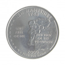 Moeda KM#308 Quarter Dollar Estado New Hampshire 2000 P FC USA América Cupro-Níquel Ø24,26mm 5,67gr.