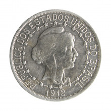 Moeda P-702 1000 Réis 1912 MBC Estrelas Ligadas Prata 0.900 Ø26mm 10gr.