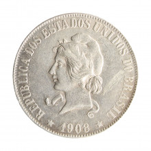 Moeda P-697 2000 Réis 1908 MBC+ Prata 0.900 Ø33mm 20gr.