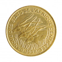 Moeda KM#10 25 Francs 1998 SOB República Centro-Africana África Bronze-Alumínio Ø27,2mm 8gr