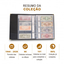 Coleção de Cédulas do Brasil Cruzeiro ao Real 1944 - 2026 Por Tipo Semicompleto (66 de 101) Bom Estado de Conservação