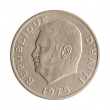 Moeda KM#120 10 Centimes 1975 MBC Haiti América F.A.O Latão Revestido de Níquel Ø22,7mm 4gr