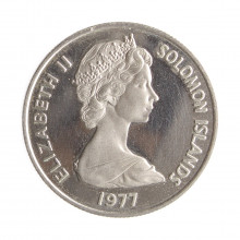 Moeda KM#3 5 Cents 1977 MBC Ilhas Salomão Oceania Cuproníquel Ø19,4mm 2,83gr