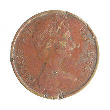 Moeda KM#27 1 Cent 1969 MBC Fiji Oceania Busto Rainha Elizabeth II Bronze Ø17,5mm 1,94gr