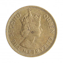 Moeda KM#38 ½ Penny 1964 MBC Jamaica América Busto Rainha Elizabeth II Latão Revestido de Níquel Ø22,5mm 4,5gr