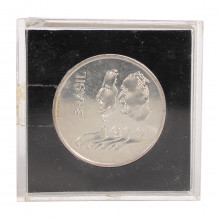 Moeda P-724 20 Cruzeiros 1972 SOB/FC Sesquicentenário da Independência Prata 900 Ø34,1mm 18,04gr. C/ Acrílico