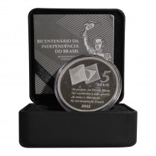 Estojo Moeda P-760 5 Reais 2022 FC Bicentenário da Independência Brasil Prata 925 Ø40mm 28gr.