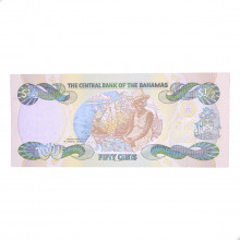 Cédula P#68a 50 Cents 2001 Rainha Elizabeth II Bahamas América SOB/FE