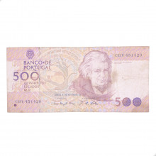 Cédula P#180f 500 Escudos 1993 c/ Rasgo Portugal Europa BC