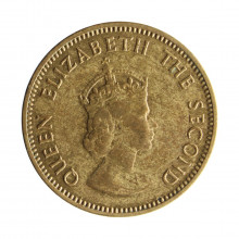 Moeda KM#22 ¼ Shilling 1957 MBC Jersey Europa Efigie Rainha Elizabeth II Latão Revestido de Níquel Ø21,1mm 4,65gr