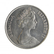 Moeda KM#19 50 Cents 1981 MBC+ Bermudas América Efigie Rainha Elizabeth II Cuproníquel Ø30,3mm 12,6gr
