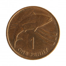 Moeda KM#1 1 Penny 1984 MBC Santa Helena África Efigie Rainha Elizabeth II Bronze Ø20,32mm 3,56gr