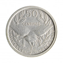 Moeda KM#1 50 Centimes 1949 MBC Nova Caledônia Oceania Alumínio Ø18mm 0,7gr