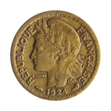 Moeda KM#1 50 Centimes 1924 MBC Togo África Bronze alumínio Ø18mm 2,5gr