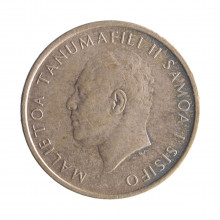 Moeda KM#1 1 Sene 1967 MBC Samoa Oceania Busto Malietoa Tanumafili II Bronze Ø17,53mm 1,75gr