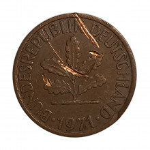 Km#105 1 Pfenning 1971 J BC/MBC Alemanha República Federativa Europa