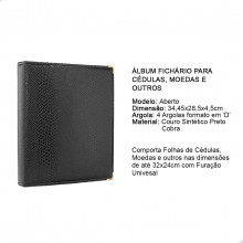 Álbum Fichário para Cédulas e Moedas Cobra GF