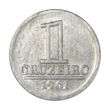 Moeda V-278 1 Cruzeiro 1961 MBC C/ Sinais de Limpeza Alumínio Ø23mm 2,4gr.