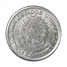 Moeda V-279 2 Cruzeiros 1957 MBC C/ Sinais de Limpeza Alumínio Ø25mm 2.7gr.