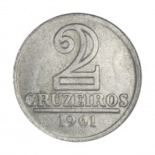 Moeda V-283 2 Cruzeiros 1961 MBC+ Alumínio Ø25mm 2.7gr.