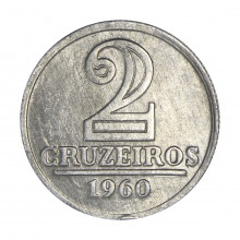 Moeda V-282 2 Cruzeiros 1960 SOB/FC Alumínio Ø25mm 2.7gr.