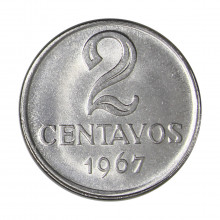 Moeda V-290 2 Centavos 1967 SOB/FC Aço Inoxidável Ø19mm 3,25gr.