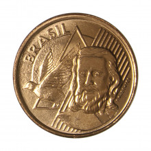 Moeda V-486 5 Centavos 2020 FC  Aço Revestido de Cobre Ø22mm 4,1gr.