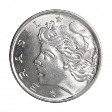 Moeda V-313A 50 Centavos 1975 SOB/FC S/Serrilha Aço Inox Ø27mm 7,7gr.