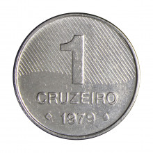 Moeda V-342 1 Cruzeiro 1979 SOB/FC Cana de Açúcar Aço Inoxidável Ø20mm 3,23gr.