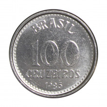 Moeda V-374 100 Cruzeiros 1985 SOB/FC Aço Inoxidável Ø17mm 2gr.