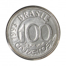 Moeda V-424 100 Cruzeiros 1993 SOB/FC Data Difícil Peixe Boi Aço Inoxidável Ø18mm 2,4gr.
