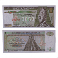  P#65a.1 50 Centavos de Quetzal 1983 FE Guatemala América