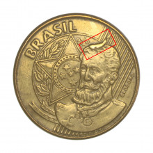Moeda V-522 25 Centavos 2002 MBC Cunho Trincado Aço R Bronze Ø25mm 7,5gr.