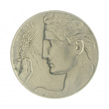 Km#44 20 Centésimos 1920 R (Roma) MBC Itália Europa Níquel 21.5(mm) 4(gr)