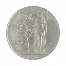 Km#96.1 100 Liras 1976 R MBC Itália Europa Aço Iox 27.8(mm) 8(gr)